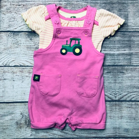 John Deere Other - John Deere 3m baby girl overall set